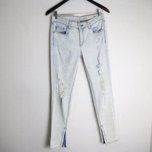 Rag & Bone Zipper Capri Distressed Destroyed Shredded Bleachout White Jean Sz 29